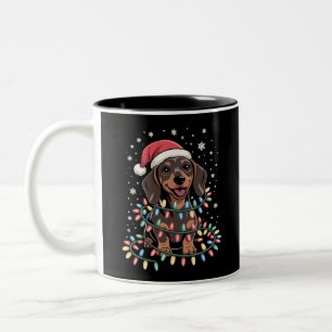 Christmas Dog Dachshund Santa Xmas Wiener Two-Tone Coffee Mug
