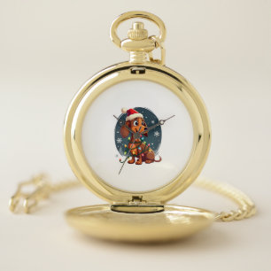 Christmas Dog Dachshund Santa Xmas Wiener Women Me Pocket Watch
