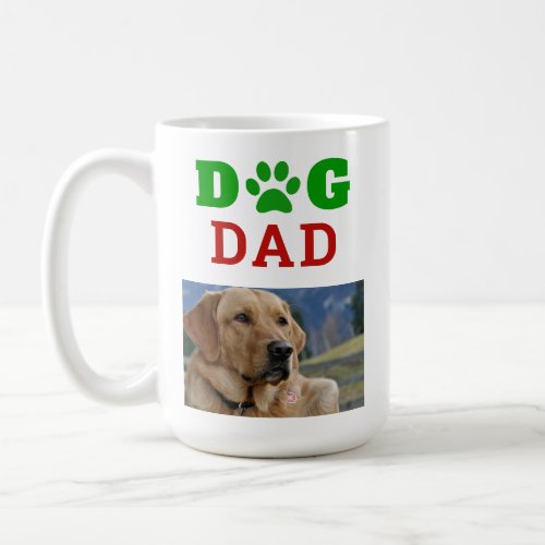 Christmas Dog Dad Paw Print Snowflake Photo Coffee Mug