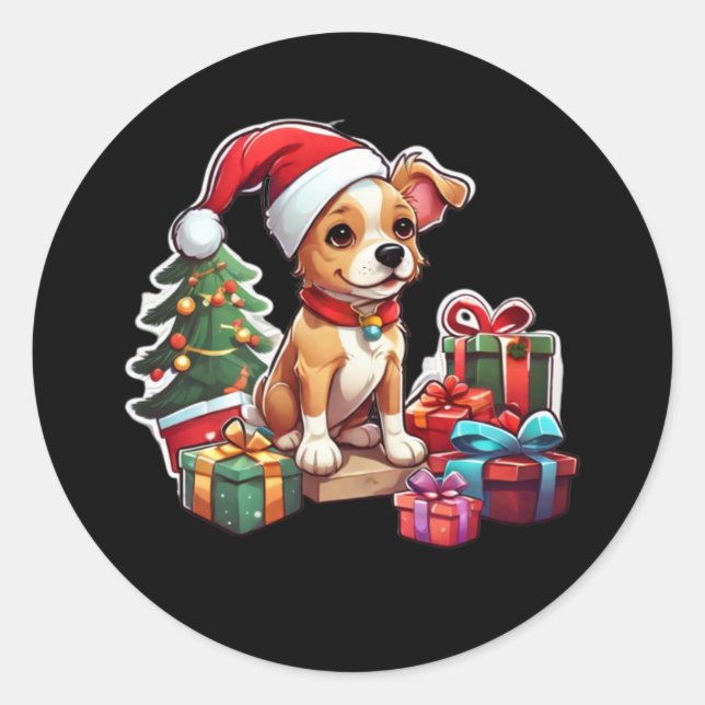 Christmas Dog Design Sticker (Front)