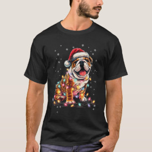 Christmas Dog English Bulldog Santa Xmas Women Men T-Shirt