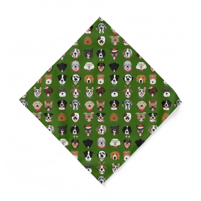Christmas Dog Face Pattern Bandana (Front)