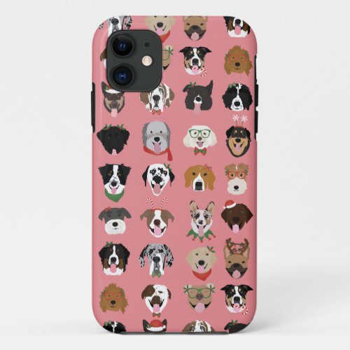 Christmas Dog Face Pattern iPhone 11 Case