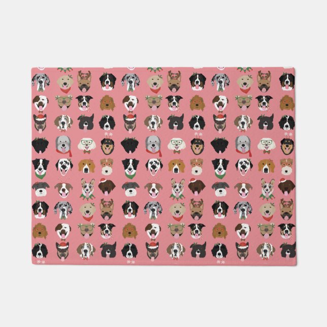 Christmas Dog Face Pattern Doormat (Front)