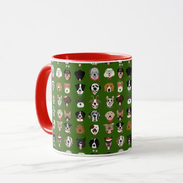 Christmas Dog Face Pattern Mug (Front Left)
