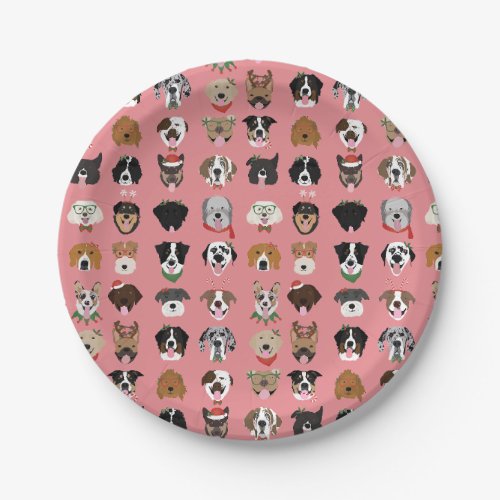 Christmas Dog Face Pattern Paper Plates