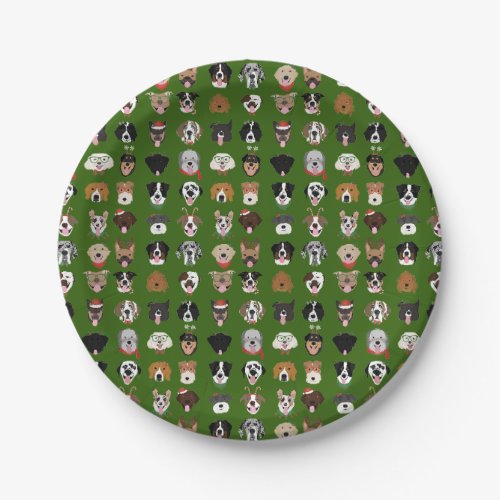 Christmas Dog Face Pattern Paper Plates