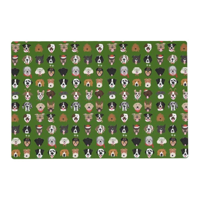 Christmas Dog Face Pattern Placemat (Front)
