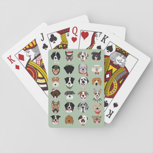 Christmas Dog Face Pattern Postcard Poker Cards