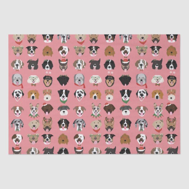 Christmas Dog Face Pattern Tissue Paper (Front)
