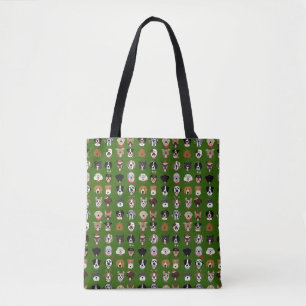 Christmas Dog Face Pattern Tote Bag