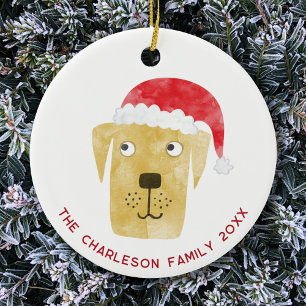 Christmas Dog Family Name Date Ceramic Ornament