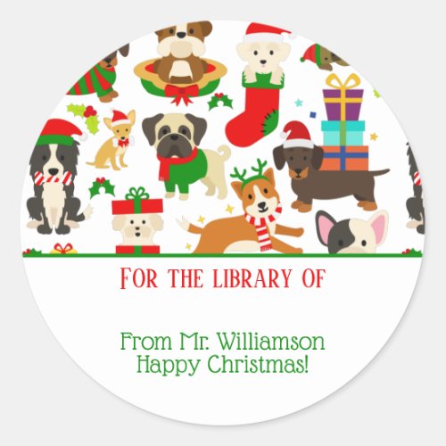 Christmas Dog For The Library Of Bookplate