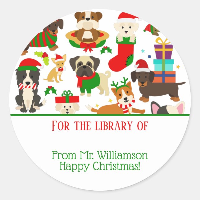 Christmas Dog For The Library Of Bookplate (Front)