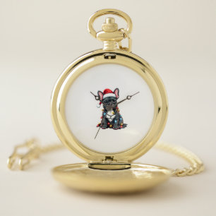 Christmas Dog French Bulldog Xmas Frenchie 3 Pocket Watch