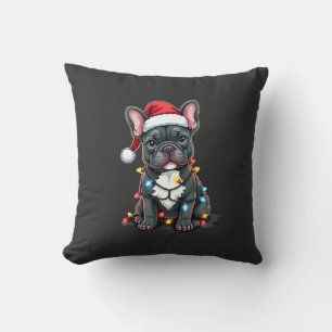 Christmas Dog French Bulldog Xmas Frenchie 3 Throw Pillow