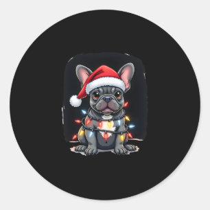 Christmas Dog French Bulldog Xmas Frenchie Men Wom Classic Round Sticker