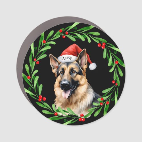 Christmas Dog German Shepherd Santa Car Magnet