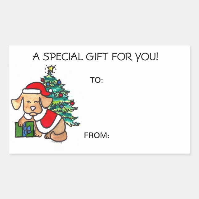 Christmas Dog Gift Tags Self Adhesive (Front)