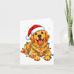 Christmas Dog Golden Retriever Lights Xmas Card