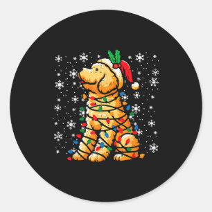 Christmas Dog Goldendoodle Santa Cute Xmas Men Wom Classic Round Sticker