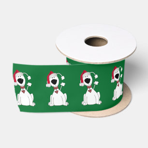 Christmas Dog Graphic With Hat Satin Ribbon