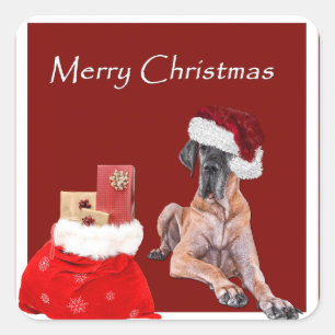 Christmas Dog Great Dane Square Sticker
