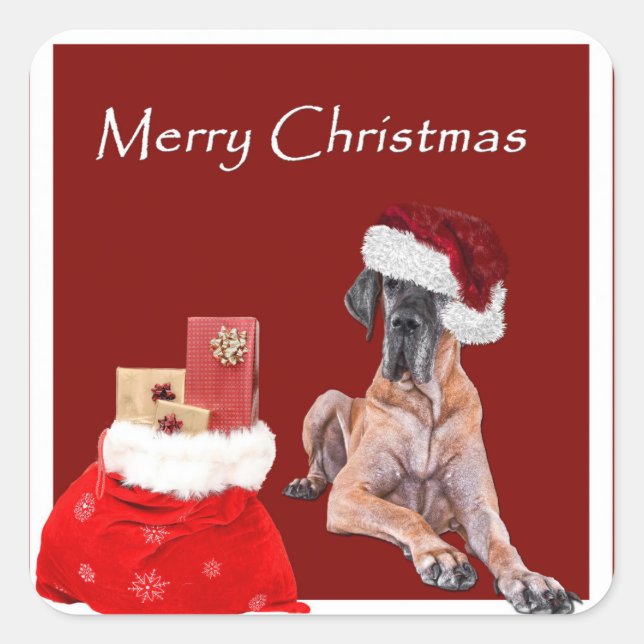 Christmas Dog Great Dane Square Sticker (Front)