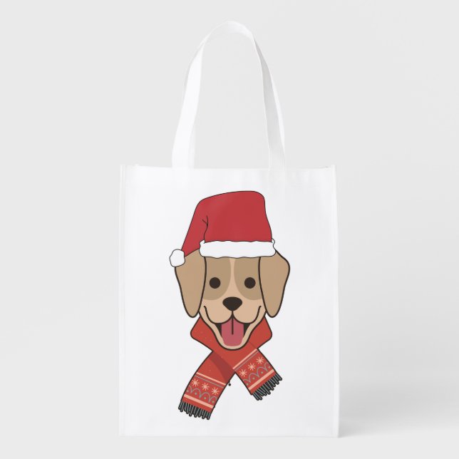 Christmas Dog Grocery Bag (Front)