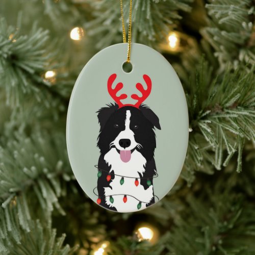 Christmas Dog Happy Pawlidays Ceramic Ornament