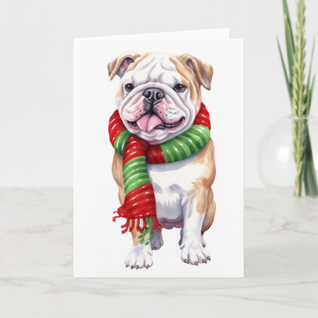 Christmas Dog, Holiday Bulldog, BLANK  (Front)