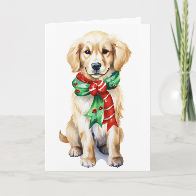 Christmas Dog, Holiday Dog, Golden Retriever BLANK (Front)