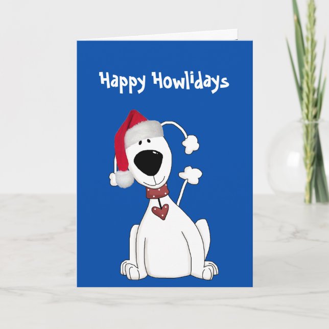 Christmas Dog Humor On Blue Card (Front)
