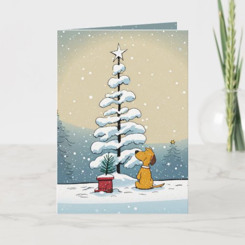 Christmas Dog In Snowflakes Card