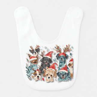 Christmas Dog Line Art  | Minimalist Holida Baby Bib