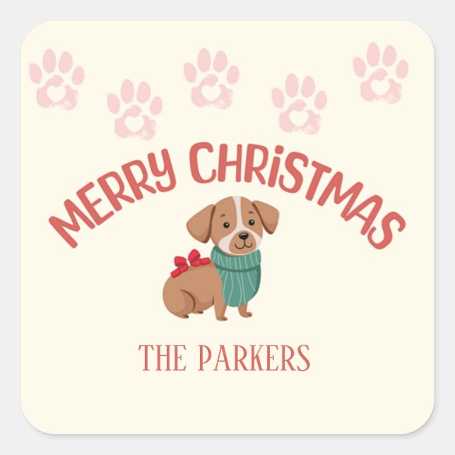 Christmas Dog Lover Gift Tag Sticker – Personalize (Front)