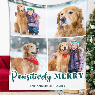 Christmas Dog Lover Personalized Pet Photo Collage Fleece Blanket