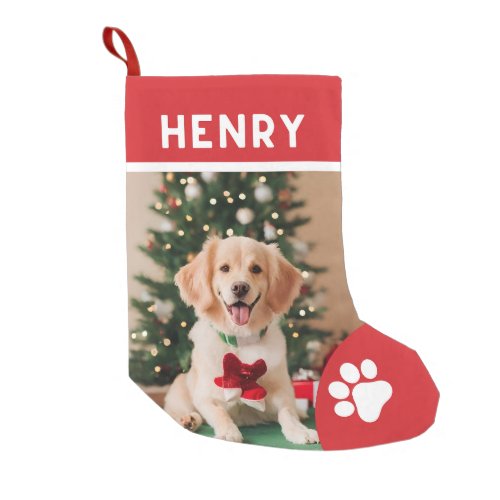 Christmas dog lover pet photo name red black  small christmas stocking