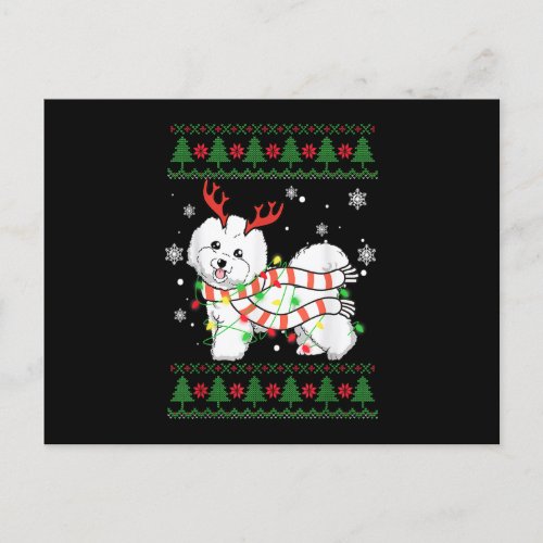 Christmas Dog lovers Cute Dog Bichon Frise Santa H Postcard