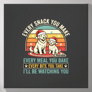 Christmas Dog Lovers Snack Watching Canvas Photo Tile