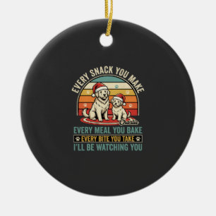 Christmas Dog Lovers Snack Watching Ceramic Ornament