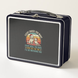 Christmas Dog Lovers Snack Watching Metal Lunch Box