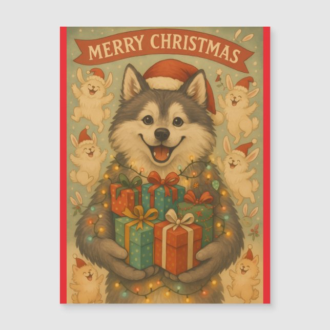"Christmas Dog" Magnetic Card (Front)