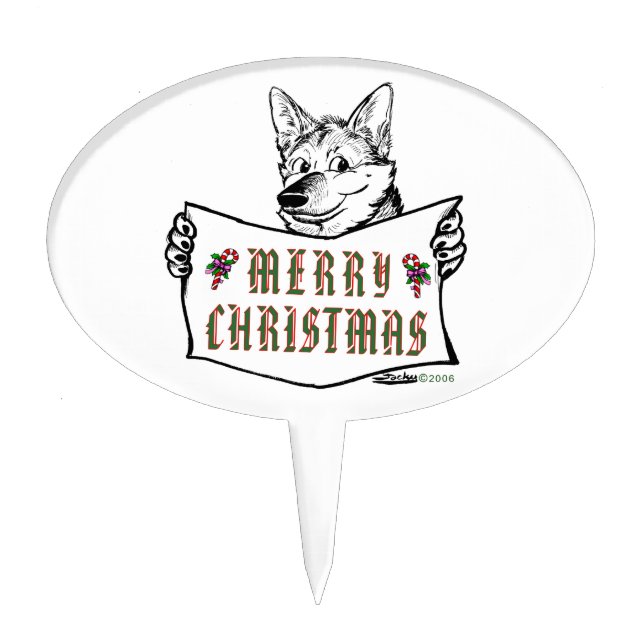 Christmas Dog:  Merry Christmas! Cake Topper (Front)