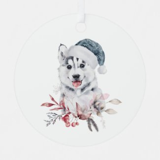 Christmas Dog Metal Ornament