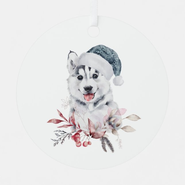 Christmas Dog Metal Ornament (Front)