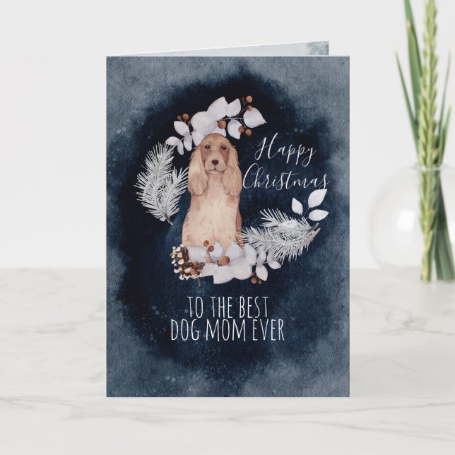 Christmas Dog Mom Cocker Spaniel Holiday Card (Front)