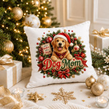 Christmas Dog Mom Red Green Quote Decorative Pillo