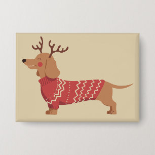 Christmas Dog Owner Dachshund Gift Holiday Xmas Button