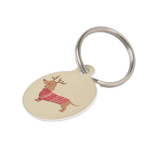 Christmas Dog Owner Dachshund Gift Holiday Xmas Pet ID Tag